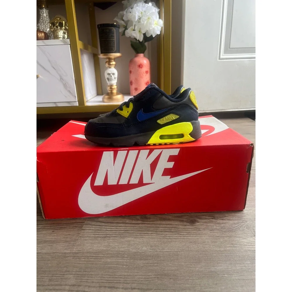Nike Air Max Youth Navy Volt Green 833414-031 Size 1.5Y
